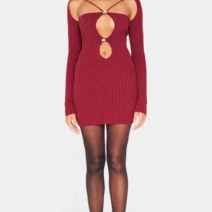 Elegant Red Sleeveless Bodycon Party Dress