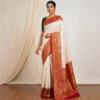 White & Red Zari Saree - Saarviya