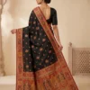 Black Position Silk Saree with ornate paisley pallu