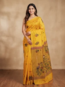 Yellow Handloom Saree for Women - Elegant Traditional Style Sarees