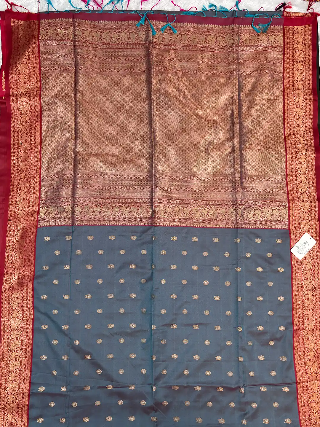 Slate Grey Salem Silk Saree for Women - Premium Traditional Sarees - Image 4