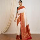 White Red Zari Sarees | Festive & Puja Special White Red Saree for Women
